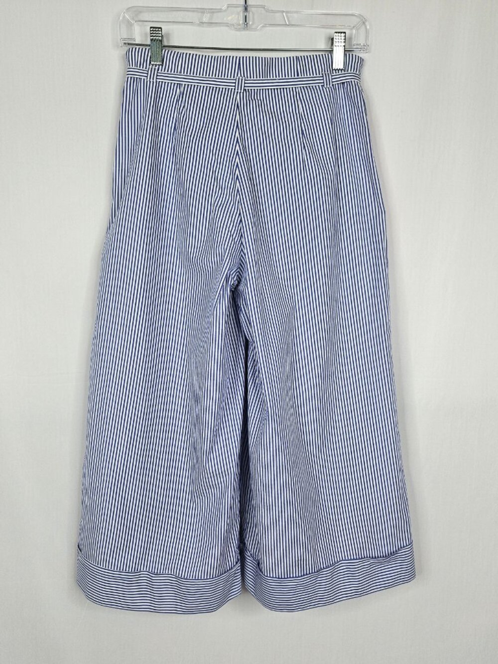 J. Crew | Striped Wide Leg Palazzo Capri Pants | Blue White | Size 4 - Picture 7 of 13